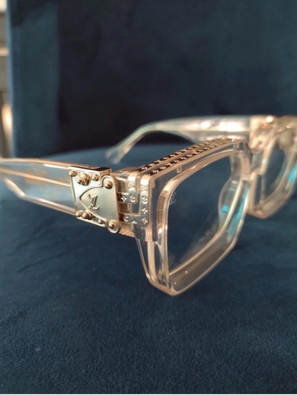 Louis Vuitton Clear Crystal Frame Sunglasses with Silver Hardware